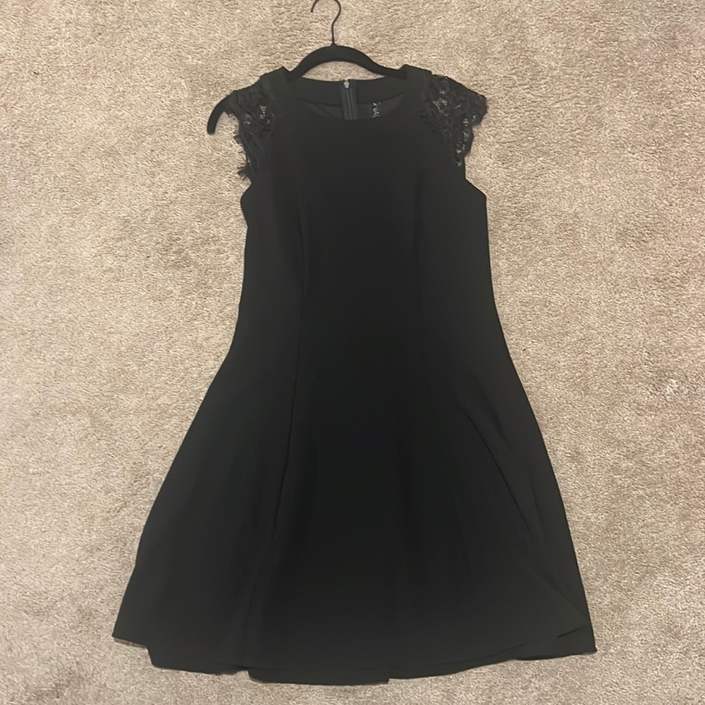 Black skater dress with small lace sleeve